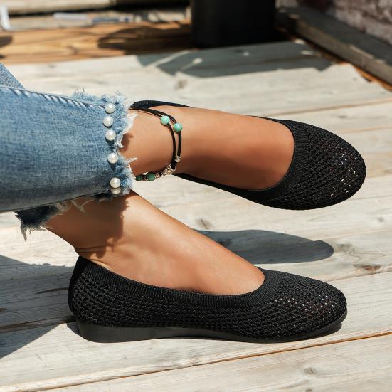 1 Pereche Pantofi Tricotați de Vară pentru Femei, Slip-On, Antiderapanți, Culoare Solidă, Ușori