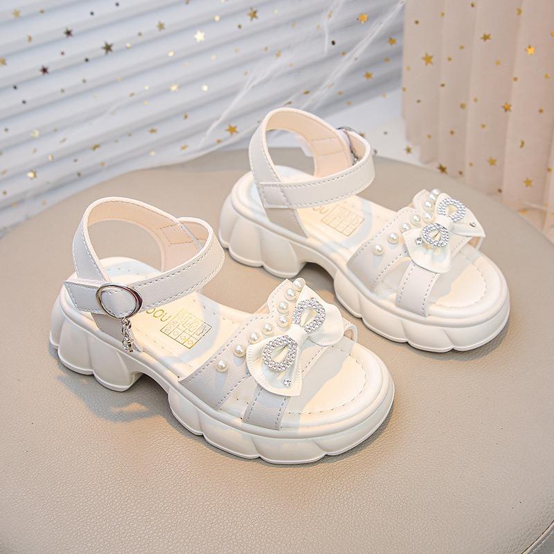 

Girls Bowknot Princess Sandals Outdoor Beach Shoes for Toddlers & Little Girls Elegant Casual Kids Shoes Vintage Party Shoes 35 білий