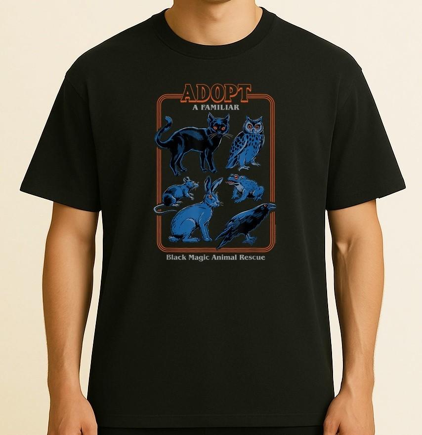 Steven Rhodes Black Magic Adopt a Familiar Retro Dark Humor Unisex T-Shirt XXXXL