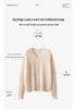 Versatile Cashmere Silk V-Neck Brushed Solid Color Loose Knit Pullover Sweater