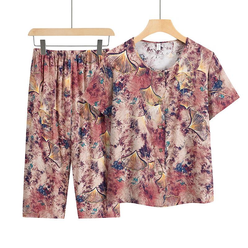 Yuzhaolin Elderly Women's Summer Lightweight Casual Shirt Set