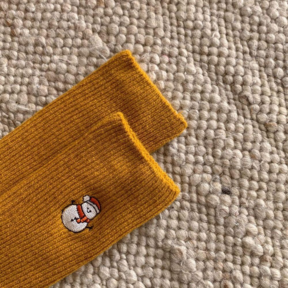 Cotton Christmas Embroidery Socks Gingerbread Man Mid-Tube Socks Sweet Cartoon Hosiery  Girls