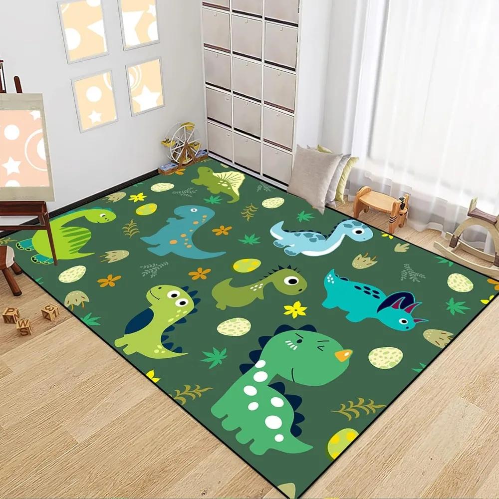 Boys Bedroom Dinosaur Rug Cartoon Dino Area Rugs Funny PlayMat Cute Printed Carpet Polyester Floor Mat Living Room Decor Doormat