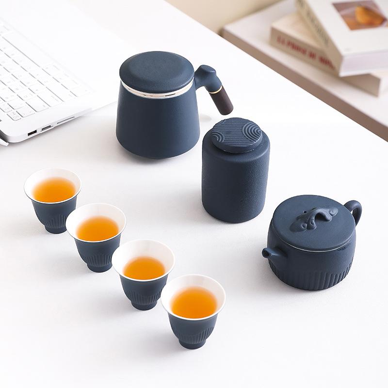 Business small gift ceramic kung fu tea set printing company anniversary gift to customers Mid-Autumn Festival gift