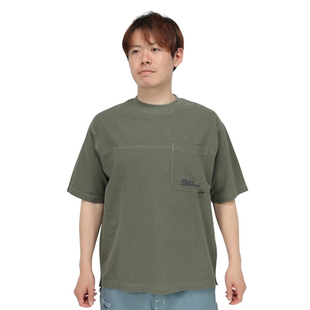 Jack Wolfskin Short Sleeve Hemp JP LHMP WOODWORKER T Cotton olive Men's T-Shirt (Moisture-Wicking, Quick-Drying, Anti-Odor, Antibacterial) [5033891 /