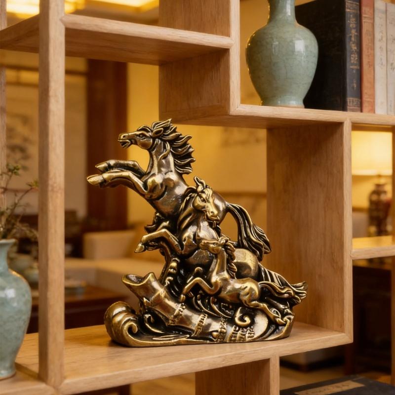 Posąg Figurka Galopujących Koni Symbolizujący Sukces I Siłę Prezent Na Parapetówkę Ceremonie Otwarcia Dekoracja Domu