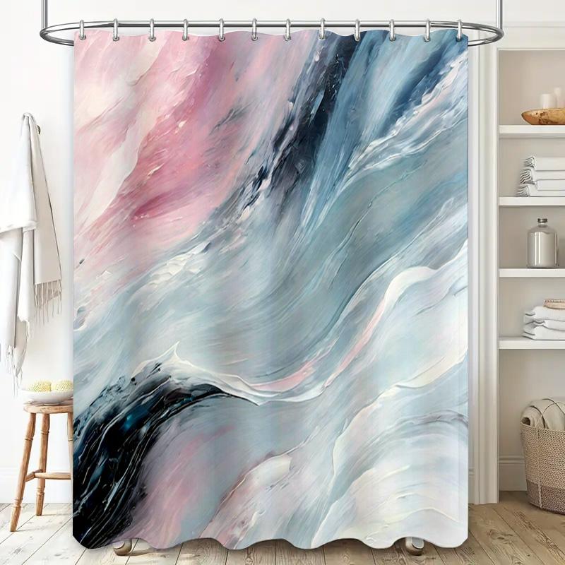 Soft Breathable Shower Curtain Waterproof Printed Home Decor Bathroom Decorative Artistic Decoration Pink Blue Grey White Black