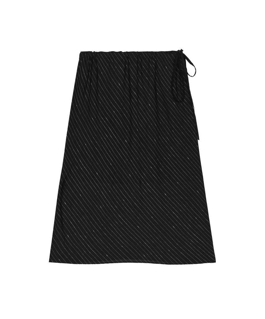 Nigaennikol Pin Stripe Midi Skirt_Black