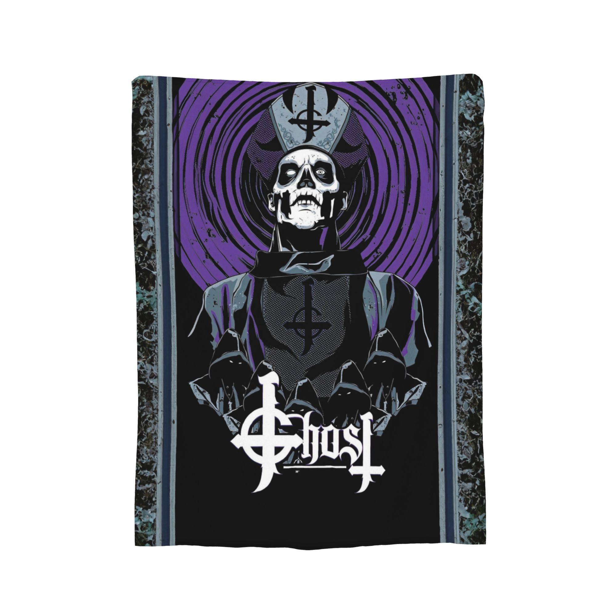 Плед из флиса с принтом группы Ghost Rock Мягкий многофункциональный плед для кровати, путешествий, покрывало 30x40in