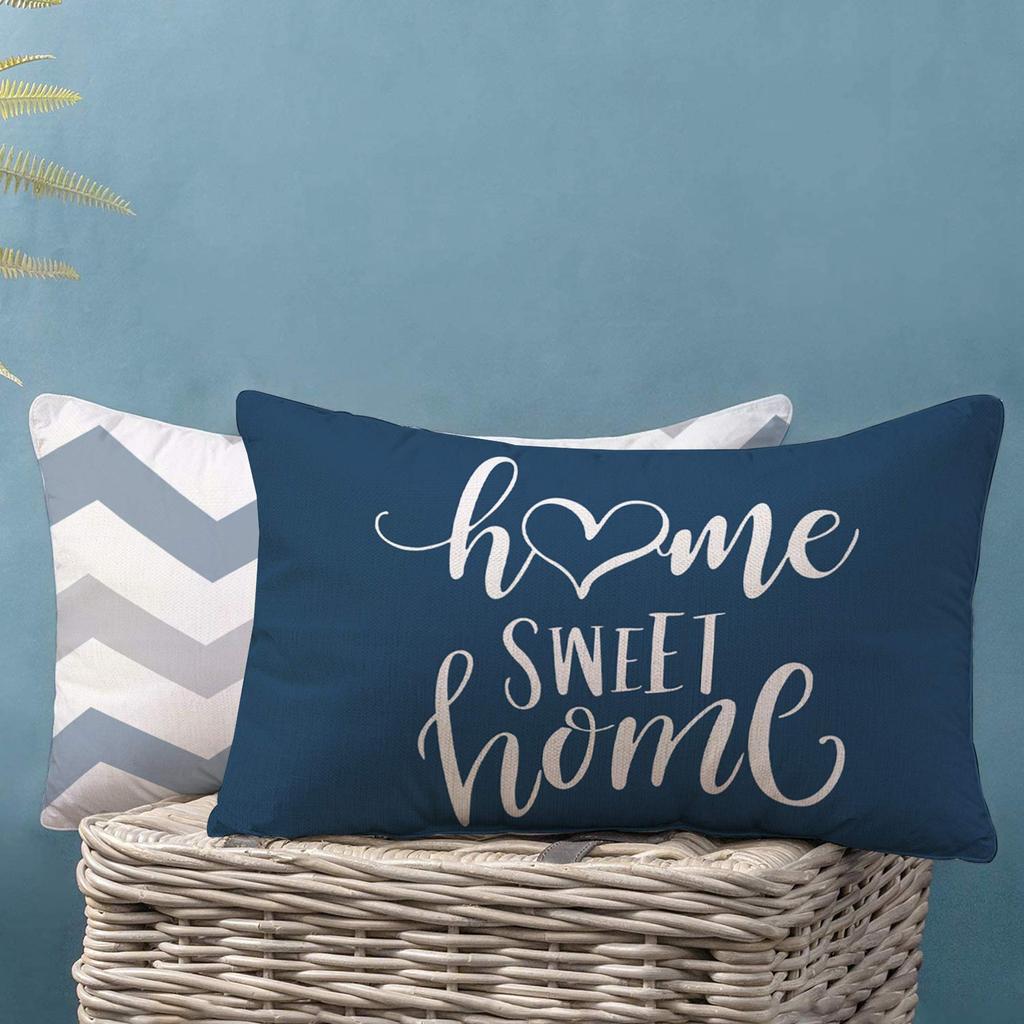 Blue White Geometric Linen Pillowcase Sofa Cushion Cover Home Decoration Can Be For You 30X50 40X60