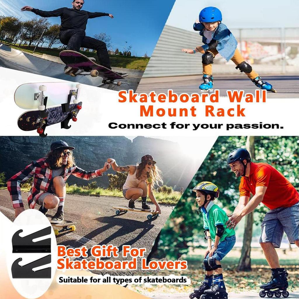 1Pair Skateboard Display Rack Acrylic Wall Stand Fixed Mount Indoor Floating Skateboard Storage Bracket Wall Holder