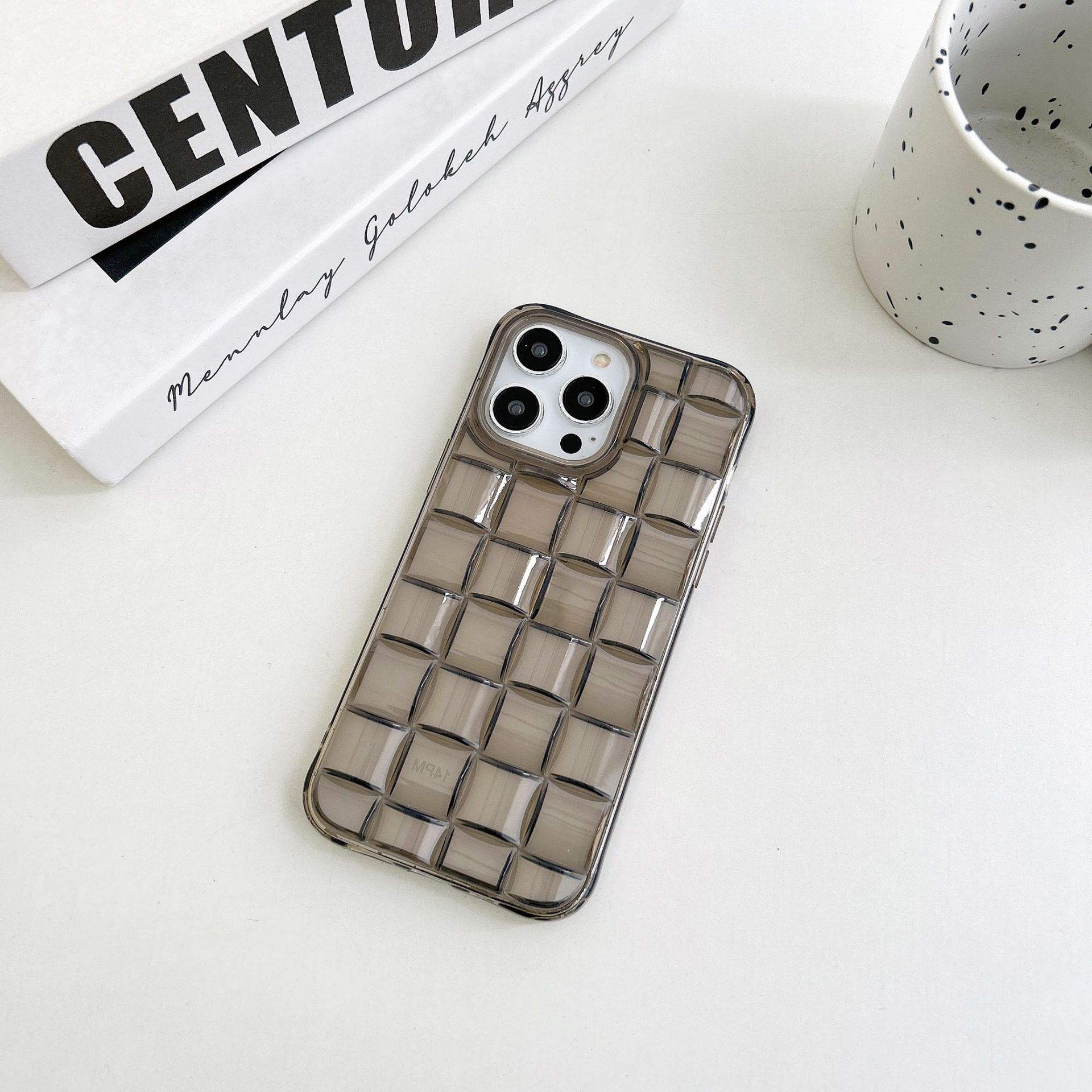 

3D Stereoscopic Green Woven Plaid Convexity Soft Transparent Cube Pattern Cover Phone Case for IPhone 11 12 13 14 15 16 Pro Max iPhone 14