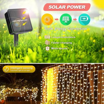 1pc Guirlande Lumineuse Solaire Extérieure Guirlande Lumineuse Féérique Solaire Guirlande Lumineuse Scintillante 8 Modes Pour Décoration Maison Jardin Patio