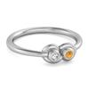 Citrine White Accents Infinity Duo Design Ring- 925 Sterling Silver