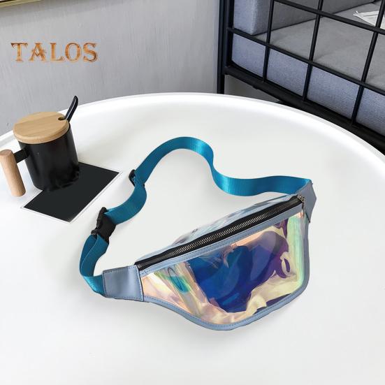 Transparent Waist Bag Waterproof Mini Fanny Pack Iridescent Belt Bag with Adjustable Strap for Women Men Travel Fitness Outdoor Use