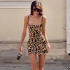 Mini Abito da Donna con Stampa Leopardata, Abito Canotta Bodycon con Spalline Sottili, Senza Maniche Slim Fit Estivo per Festa e Uscita