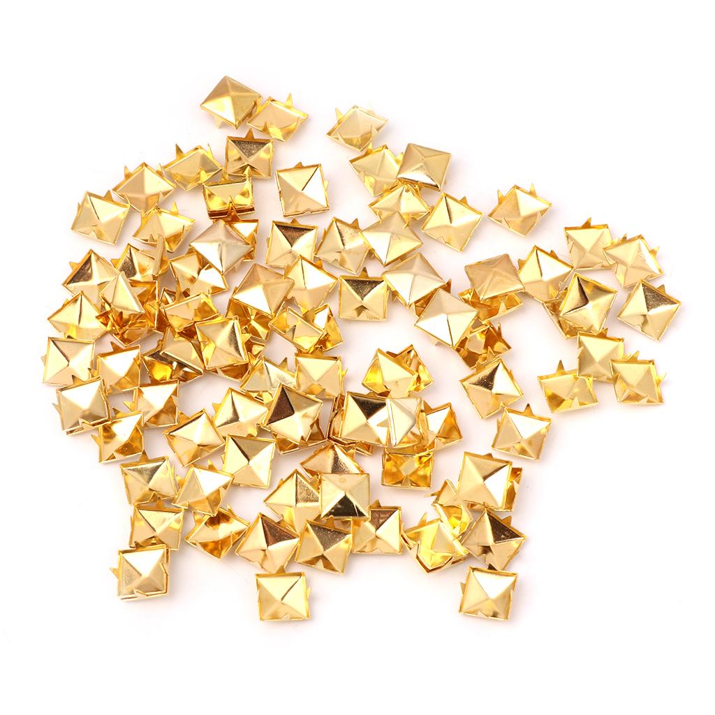 100pcs Square Rivet Metal Studs Spikes Nail Punk Shoes Belt Clothing Decor DIY