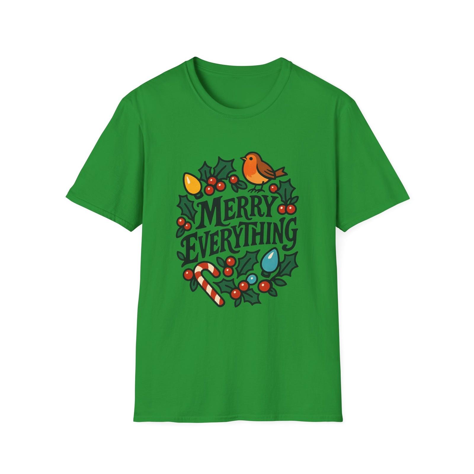 Unisex Softstyle T-Shirt Mens Womens Tees Top Festive Wreath Holly Candy Canes Robin Christmas 4XL