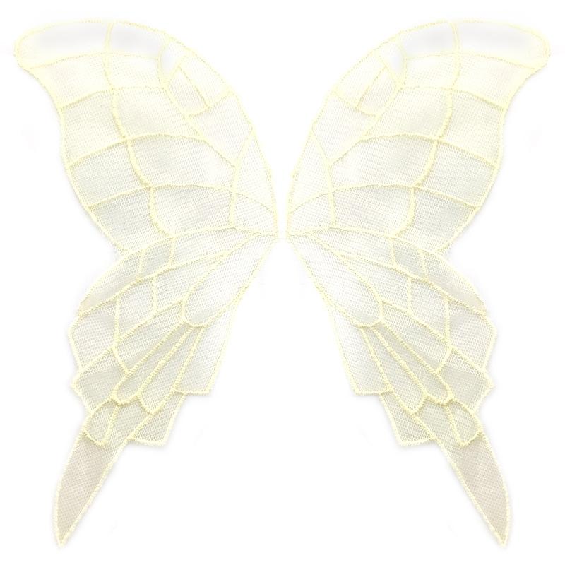 Spitzennetz-Stickerei Schmetterling-Aufkleber Beige zu Blumen transparentes Netz-Bodenstickerei DIY-Spitzenzubehör symmetrische Blumenteile