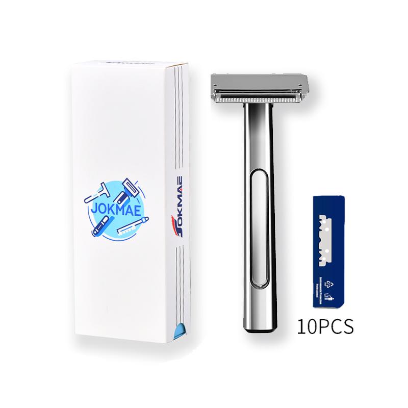 Durable And Safe Jokmae Suspended Blade Thickness Chrome Double-Edged Safety Razor Half Blade Shaver Box For Male Metal Handle Shaving Razor
