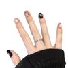 Black Fan Girl Cat Eye Short Nails - Handmade Solid Color Fake Nails for Brides and Students