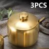 3PCS round handle stainless steel seasoning jar, gold color, kitchen spice jar, seasoning container