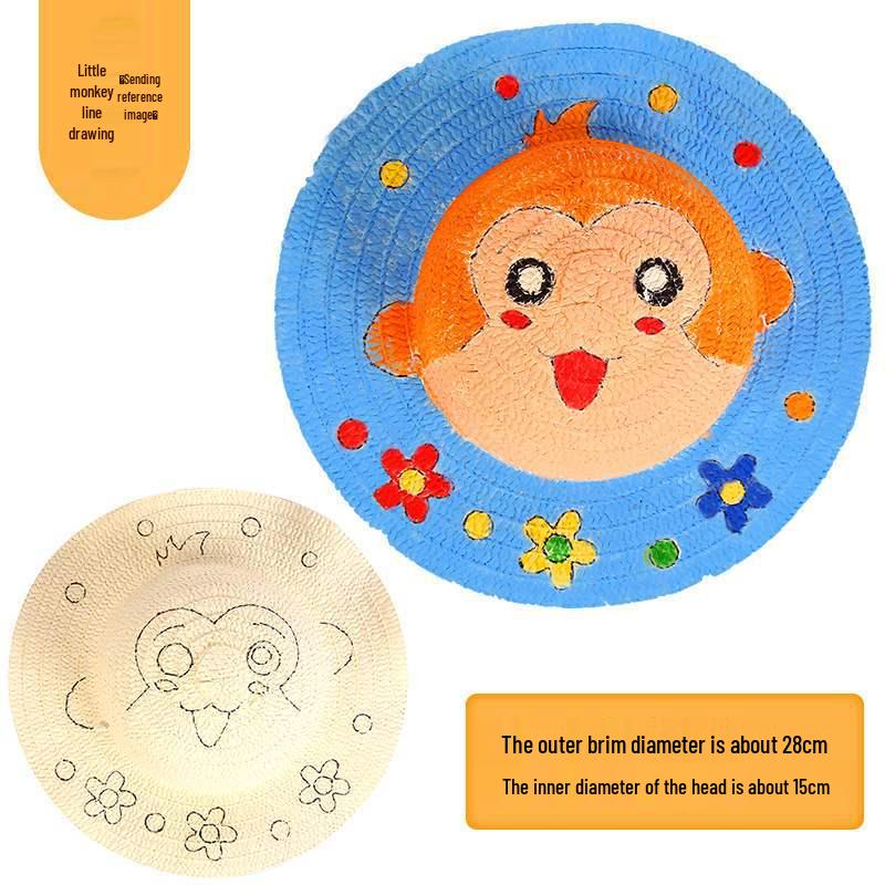 Child's DIY Painted Straw Hat Kit - Creative Art & Coloring for Kindergarten