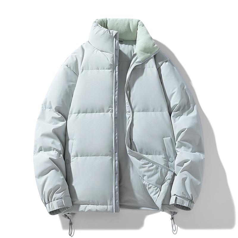 Unisex Trendy Solid Color Stand Collar Down Jacket - Versatile Winter Outdoor Warmth
