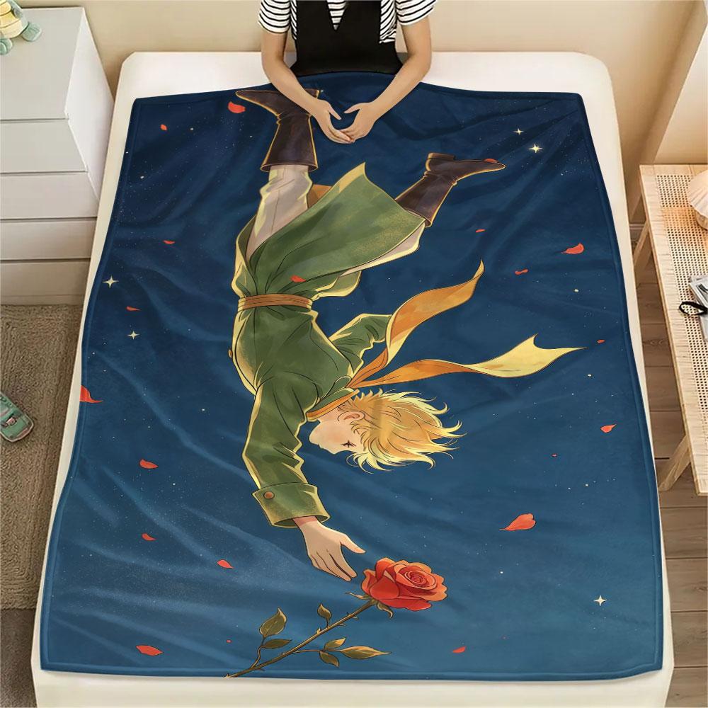 1PC Little Prince Rose Blanket, High quality Comfortable for All Seasons, Home Decor, Warmth and Comfort