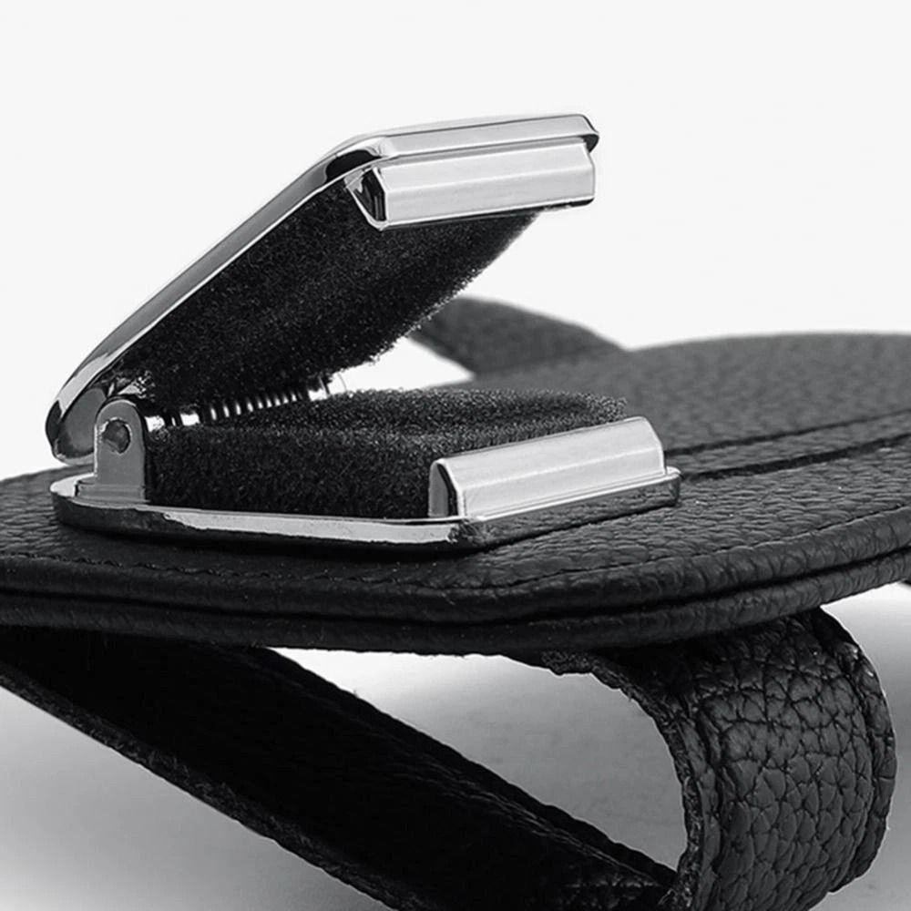 Leather Car Sunglasses Holder Expansion Space Sun Visor Storage Box Creativity Car Glasses Clip