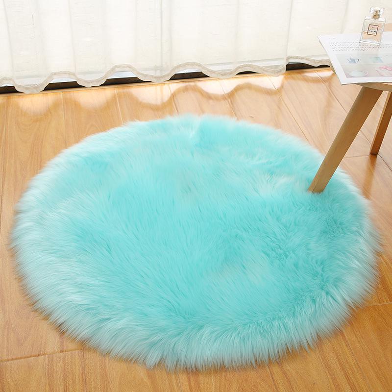 Nordic Round Plush Carpet - Imitation Wool Floor Mat for Bedroom & Bay Window