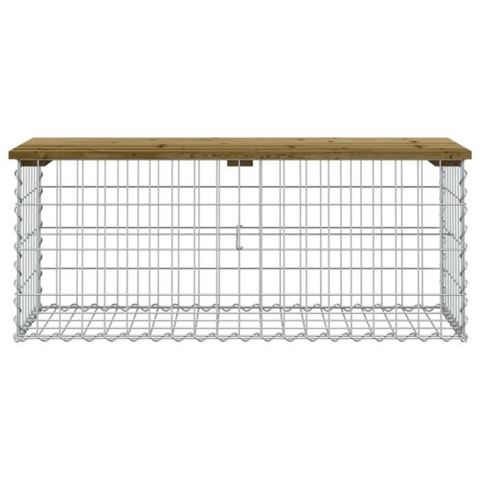 VidaXL Design Gabion Garden Bench 103x44x42 Cm Impregnated Pine Wood 834361