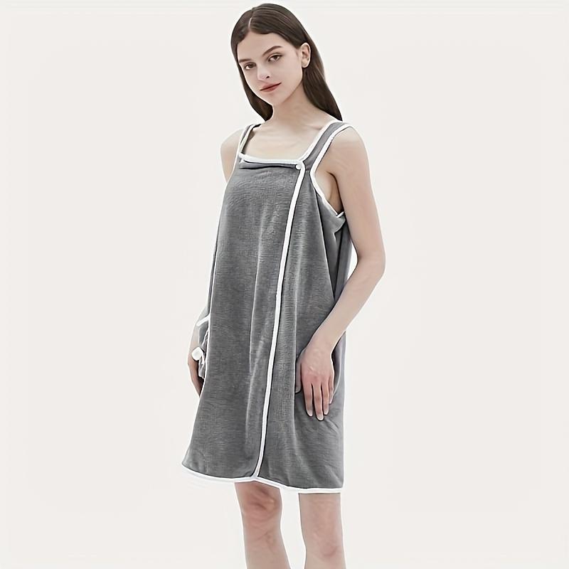 

Банное полотенце для дома для женщин, пригодное для ношения, для взрослых, впитывающее воду, полиэстер, сухая юбка для волос, длинный стиль, для ванной комнаты, моющийся халат серый