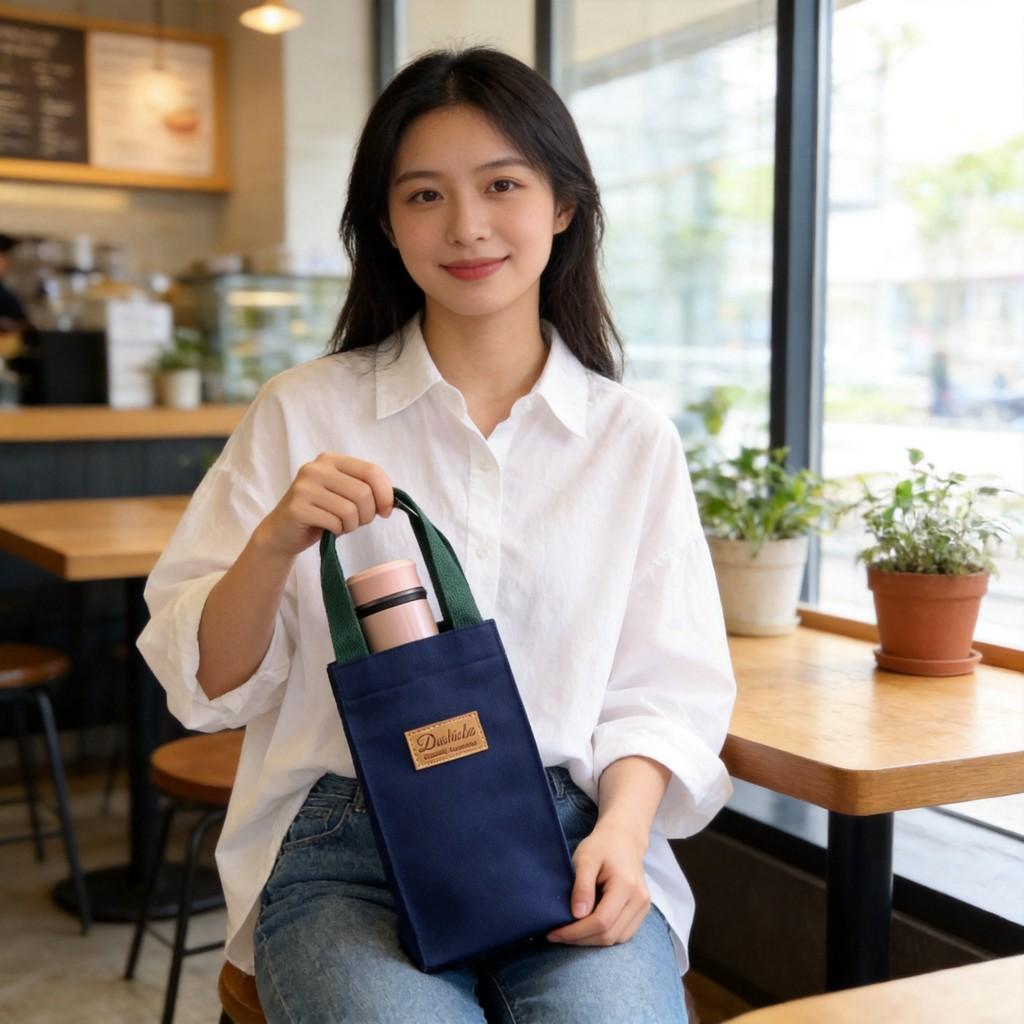 Minimalist Canvas Student Water Bottle Carrier With Insulation For Daily Use