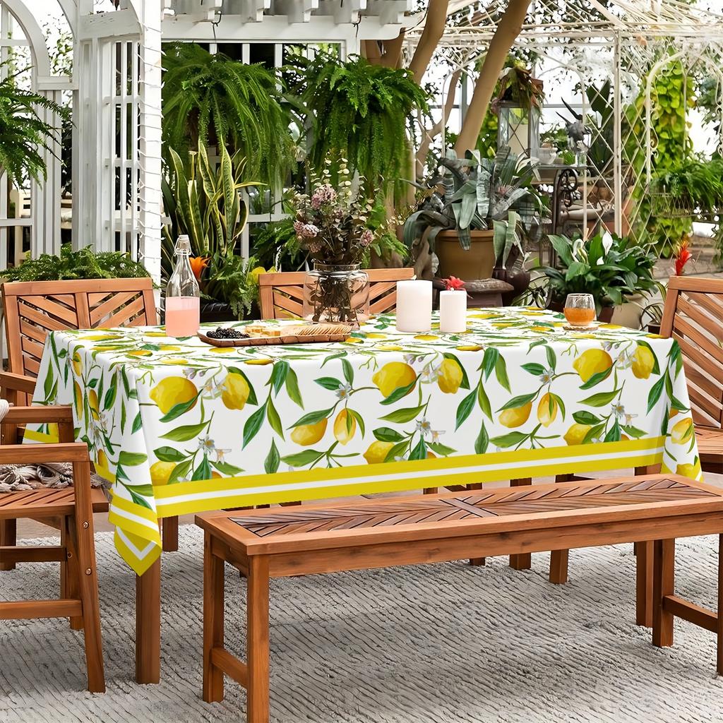 Gelb Zitrone Floral Rechteck Wasserdichte Tischdecke Party Tischdeko Bauernhaus Küche Esstischdecke Hochzeitsdekorationen