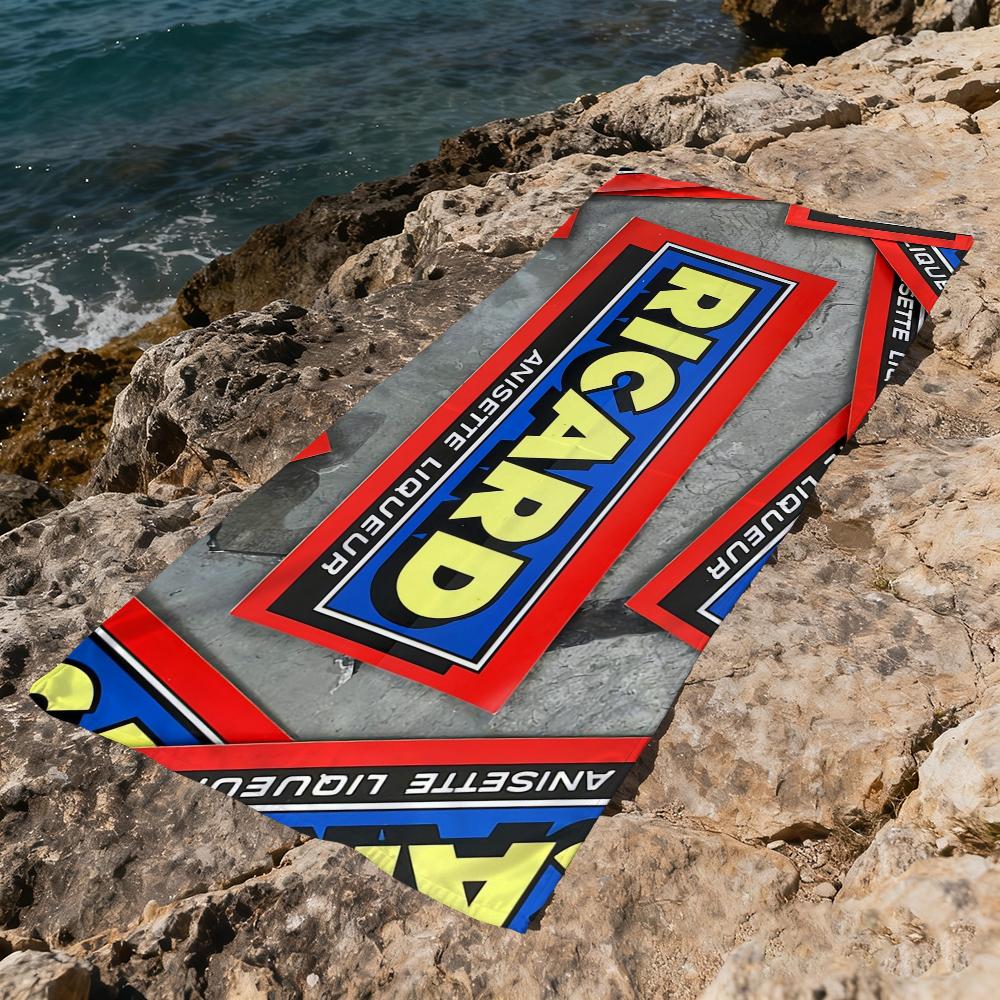 Asciugamano da Spiaggia di Lusso con Logo R-RicardSES Asciugatura Rapida Morbido Asciugamani da Piscina Regalo per Viaggio Palestra Doccia Campeggio sport