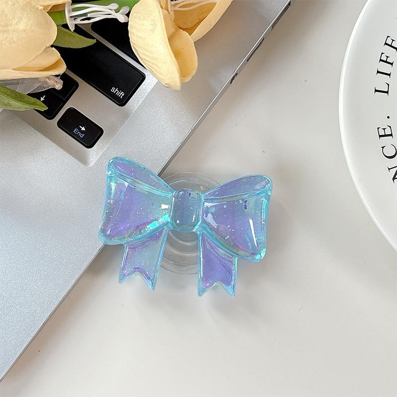 Wind Creative Colorful Laser Bow Simple Three-Dimensional Ring Retractable Desktop Phone Holder Airbag Folding