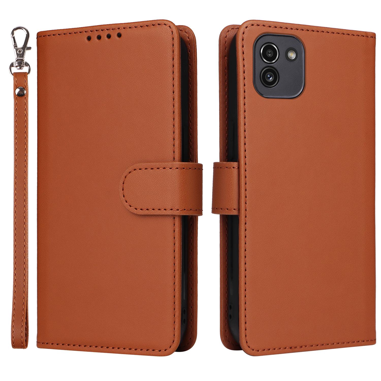 

For Samsung Galaxy A03 (164.2mm) Magnetic Case BETOPNICE Detachable PU Leather Phone Cover with Strap E