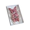 Set of 3 Glitter Butterfly Christmas Ornaments Clip-On Decorative Artificial Butterflies for Tree and Holiday Scene Decoration