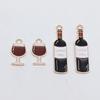 Enamel Wine Bottle Glass Charms Gold Plated Edge Waterproof for DIY Jewelry Making Bachelorette Party Wine Decor Supplies