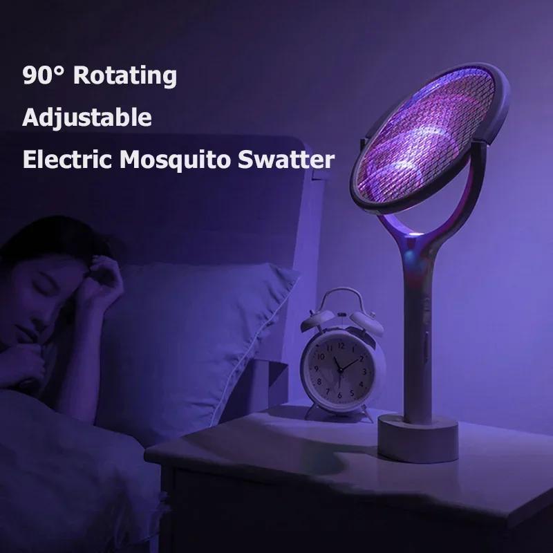 2025 5 IN 1 Electric Mosquito Swatter 365nm UV Light Killer Lamp Racket USB Charge Summer Fly Trap Bug Zapper Rotatable Shocker