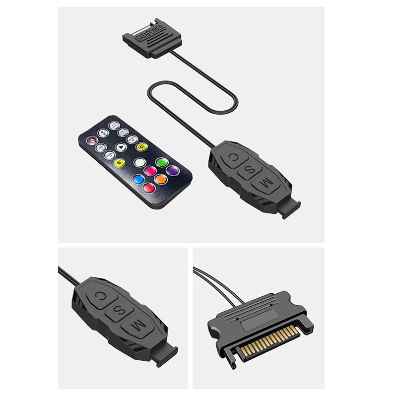 Argb Kontrolcü 5V 3Pin Sata Arayüzü Uzatma Kablosu Işık Kontrolcü Adaptörü PC Fanı CPU Soğutucu Fanı Işık Şeridi Radyatör İçin