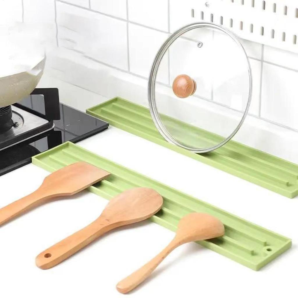 1/2 szt. Silikonowa Mata Susząca do Kuchni, Mata Drenująca w Szczelinę Płyty Grzewczej, Antypoślizgowa Mata na Naczynia Kuchenne, Stojak na Pokrywki Garnków, Podkładki pod Akcesoria Kuchenne