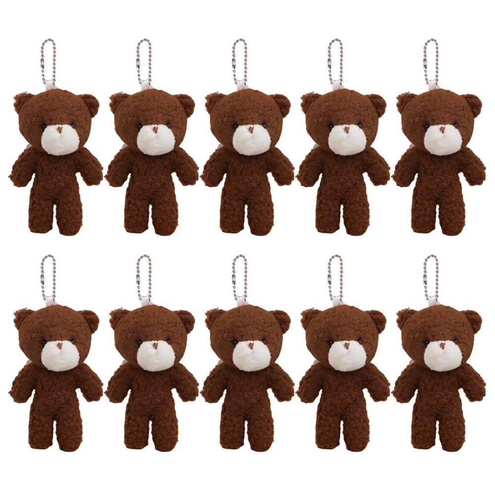 10Pcs Cartoon Animal White Bear Plush Keychain Stuffed Bear Plush Dolls Little Bear Plush Toy  Girl Style E
