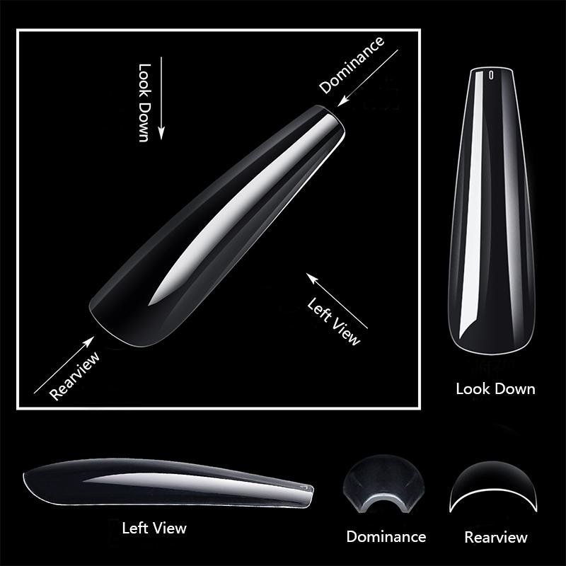 240pcs XXL False Nails Super Long Ballerina Nails Press On Nail Full Cover Matte Gel Tips Nail Art American Capsule Fake Tips
