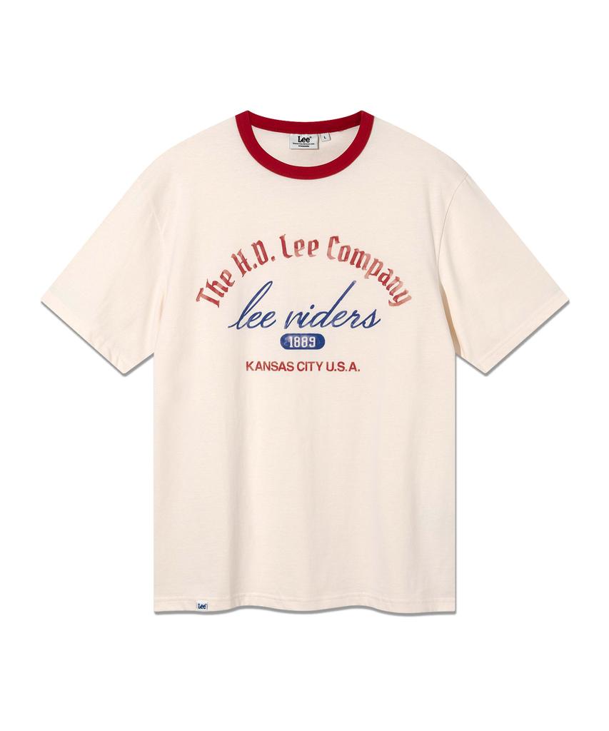 LEE Vintage Lettering Ringer Short Sleeve T-Shirt Ivory