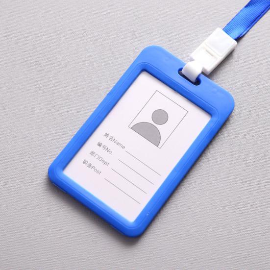 Portable Double Sided Transparent Employee ID Card Holder Name Tags with Lanyard