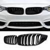 Kühlergrill Gitter Nierengrill Ersatz für BMW 4er F32 F33 F36 F80 F82 Doppelsteg M4 Sport Style Glänzend Schwarz