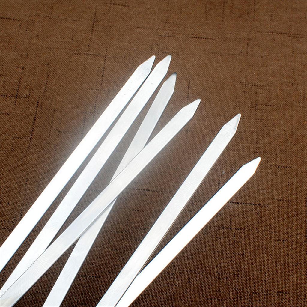 Set of 6 Stainless Steel Grilling Skewers Flat Barbecue Skewers Meat Skewers Suitable for Outdoor Cooking and Picnics