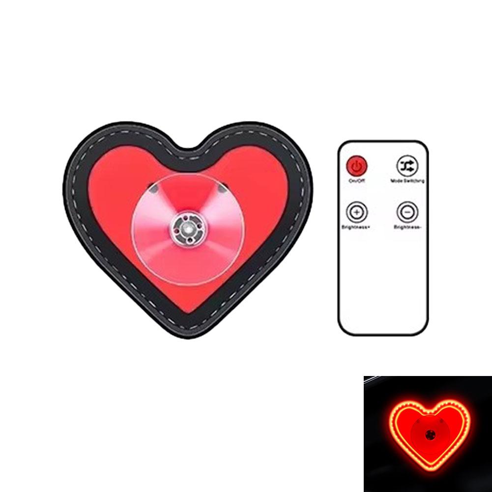 Wireless Car Solar Triangle Window Glowing Heart Ambient Mood Light Rechargeable Remote Control Car Interior Atmosphere Lamp